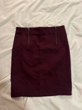 Sunday Best Burgundy Pencil Skirt with Dual Zip Accents